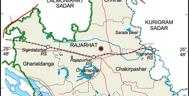 Rajarhat Upazila Map Kurigram District Bangladesh